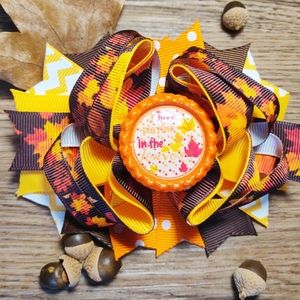 Fall and Thanksgiving Holiday Boutique Style Stackable Hair Bow